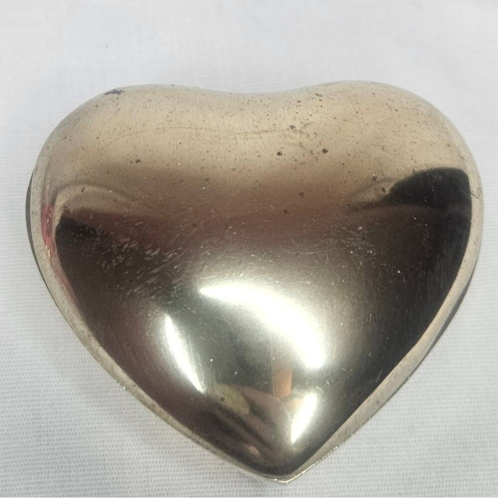 Vintage Solid Brass Heart Trinket Box